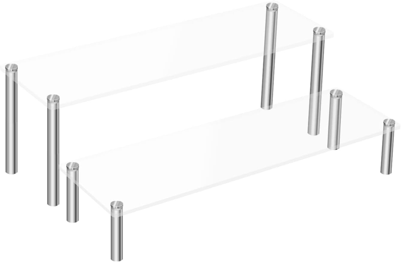 2Pcs Acrylic Riser, Display Stand Clear Shelf for Cupcake Food Desserts Holder Cosmetic Products Tab
