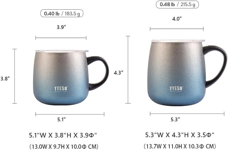 TYESO Office Coffee Mug,Vacuum Insulated Mug Double Wall Stainless Steel Cup (Purple, 12 oz)