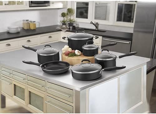 Cuisinart Pots and Pans Set, Nonstick w/Aluminum Core, 11-Piece, Black | 11-pc pots and pans set non stick, dishwasher s