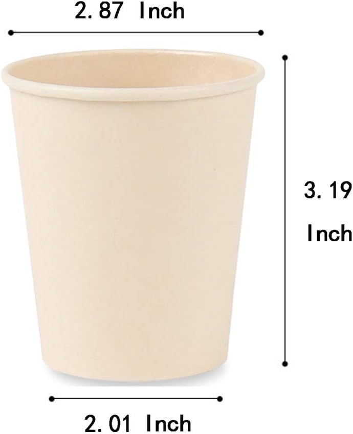 8 oz Disposable Light Brown Paper Coffee Cups Bamboo Fiber 160 Pack