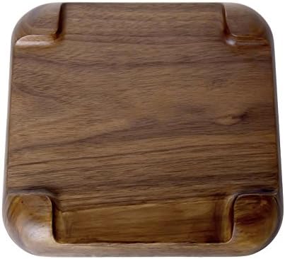 Winterworm Rustic Walnut Wooden Tray Solid Wood Serving Tray Square Rectangle Platter Tea Tray Coffee Table Tray (Square Small (6.3 x 6.3 inch))