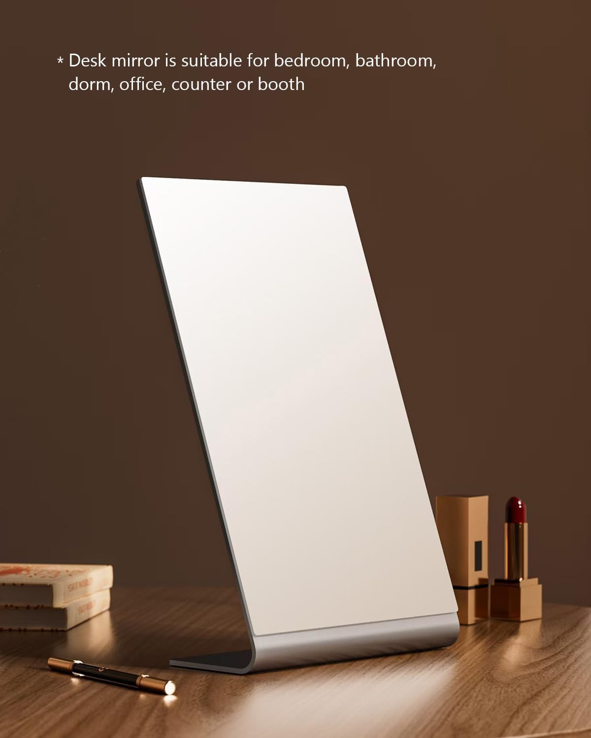 NEZZOE 12"x7" Frameless Makeup Mirror, Minimalist Free Standing Desk Mirror | Flat Vanity Mirror for Bathroom Countertop, Desk or Jewelry Display, Perfect for Makeup & Shaving