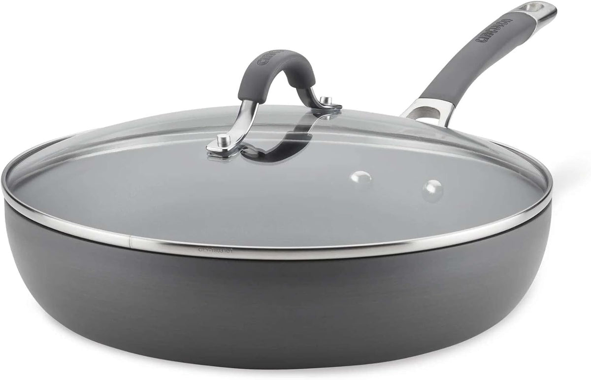 Circulon Radiance Deep Hard Anodized Nonstick Frying Pan /Skillet with Lid - 12 Inch, Gray