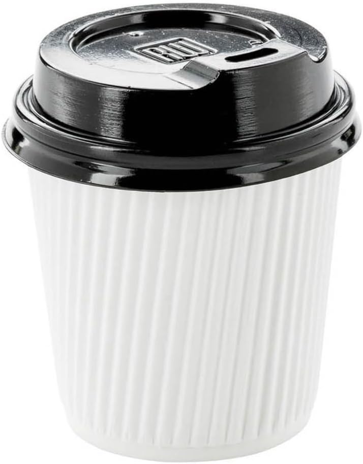 Restaurantware Ripple Wall Coffee Cups 500 Count 4 Ounce Insulated White Paper Cups, Rolled Rim Spill-Resistant Disposable Paper Non-Slip for Coffee, Beverages