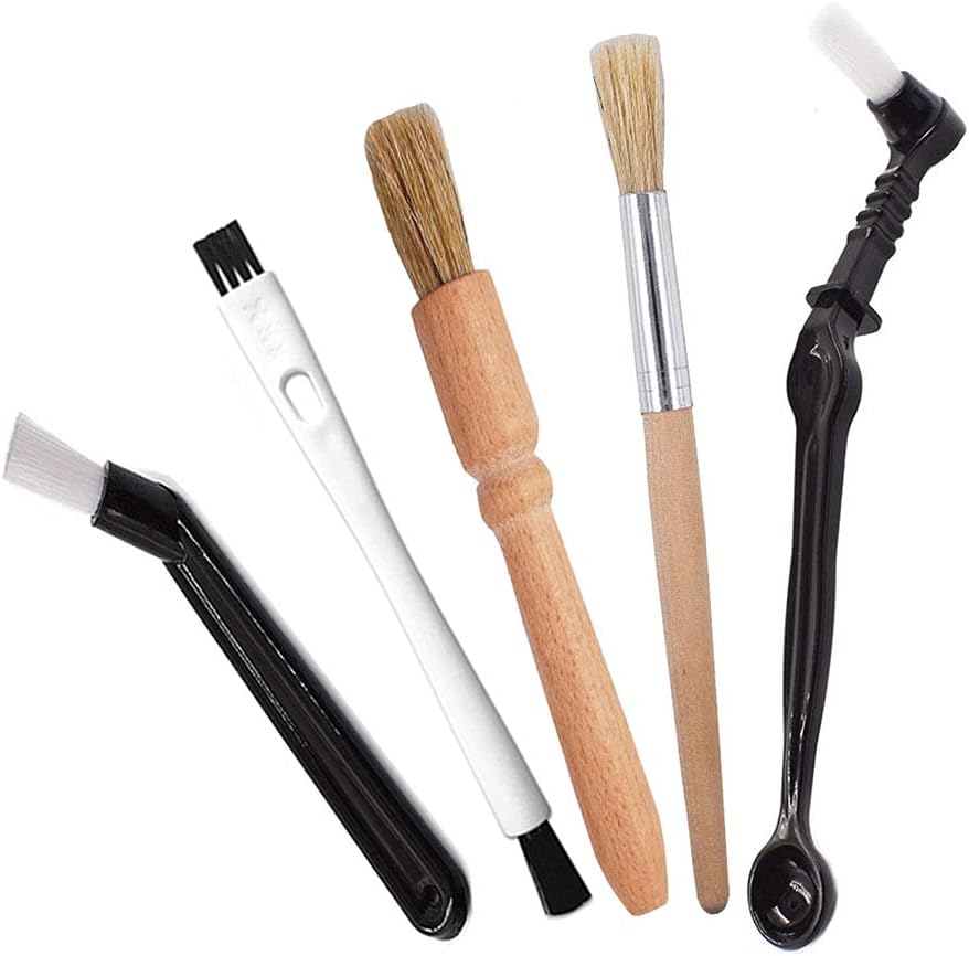 DXary 5 Pieces Coffee Brush Set Professional Espresso Brush Kit Include Wooden Coffee Grinder Machin