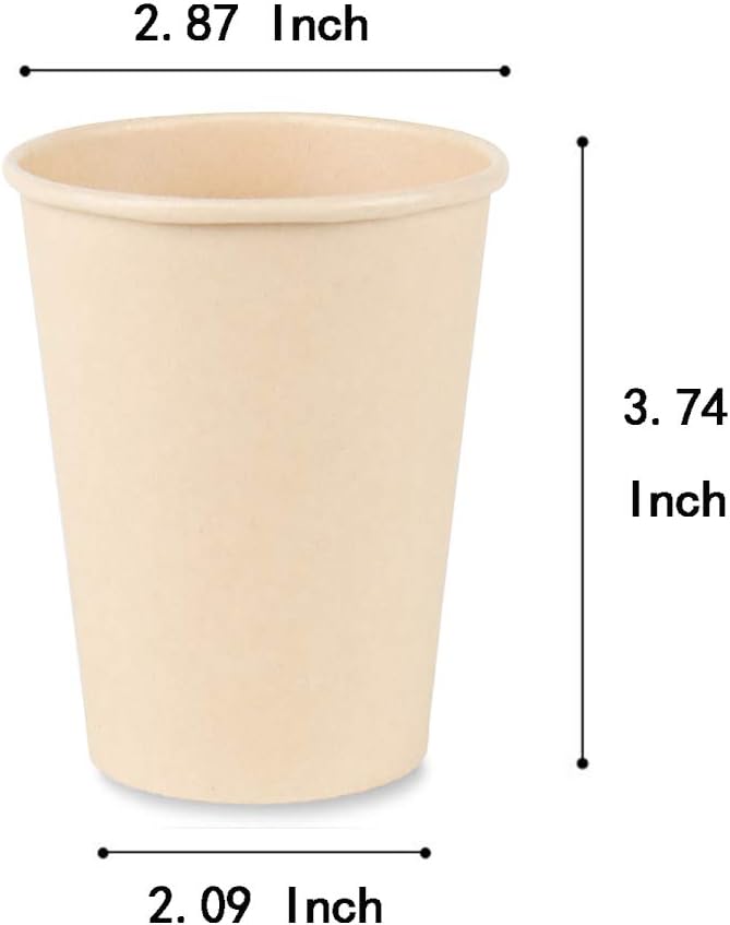 10 oz Disposable Light Brown Paper Coffee Cups Bamboo Fiber 120 Pack
