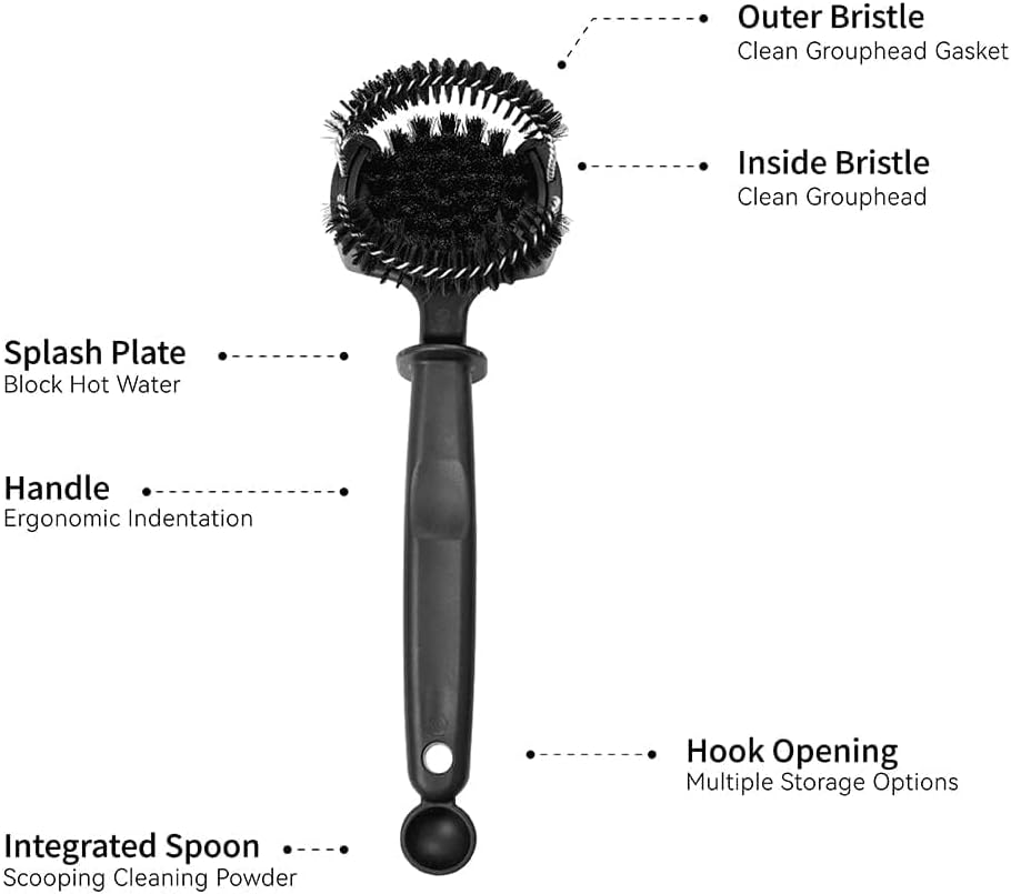 watchget Espresso Machine Cleaning Brush Grouphead Cleaning Brush V2 58mm | Detachable 360°Nylon Bristles, Espresso Machine Cleaning Tool for Home&Commercial Coffee Machine