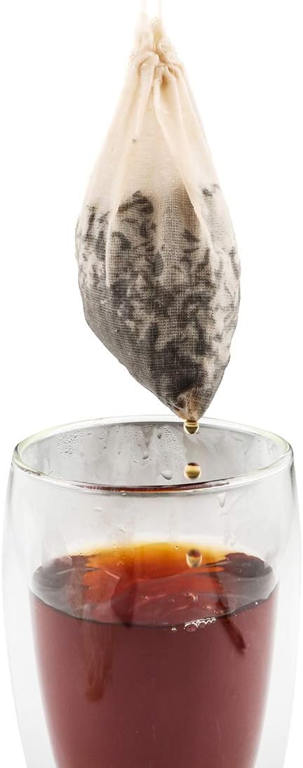 Tea Filter Bags, 50 Pack Empty Reusable Cotton Tea Bag for Loose Leaf Tea