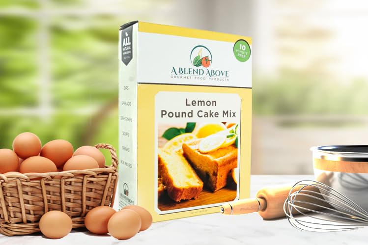A Blend Above Lemon Pound Cake Mix, Zesty Sunshine, Easy to Bake, 10 Minute Prep, 10 Servings, Delicious Lemon Drizzle, Moist and Rich Pound Cake, 0 Grams of Fat