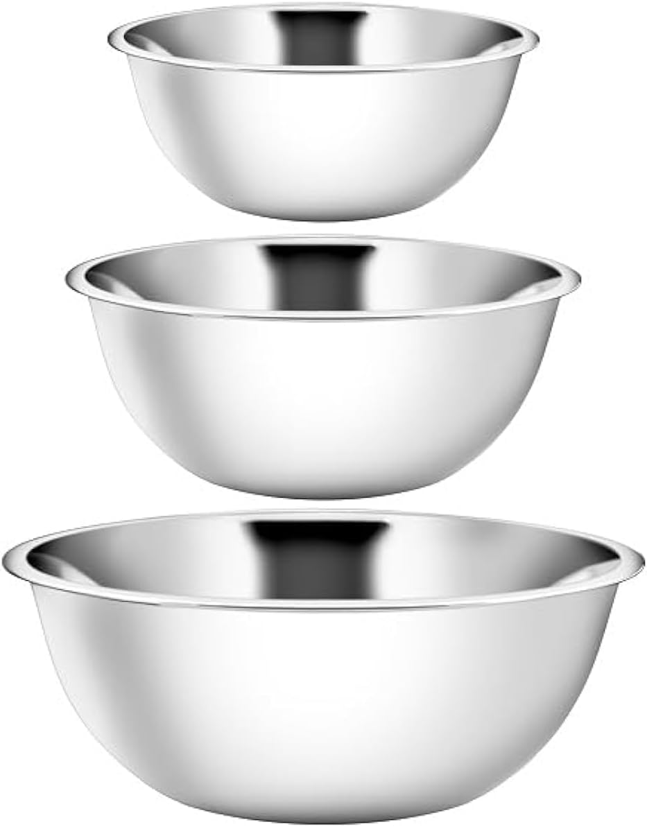 YBM HOME Stainless Steel Mixing Bowls (Set of 3) for Baking, Cooking, and Prepping, Includes 3, 5, 8