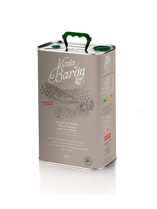 Venta del Barón - Voted World's Best Olive Oil - Extra Virgin Cold Pressed - High in Polyphenols - 84.5 fl oz (2.5 ltr) Tin