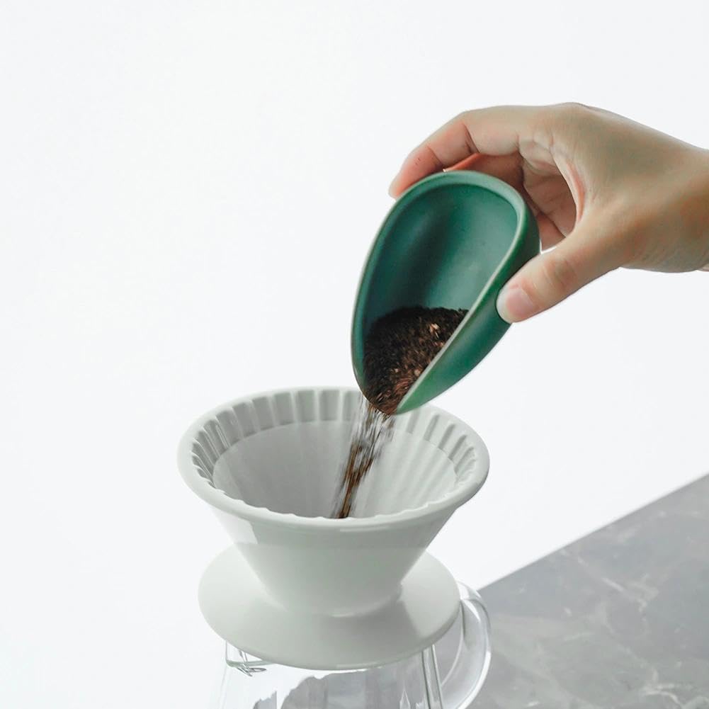 watchget Ceramic Coffee Dosing Cup & Tea Storage Tray, Dark Green | Single Dose Measuring Container for Coffee Beans & Loose Leaf Tea Dosing Vessel; Hold 20-25g Coffee Beans