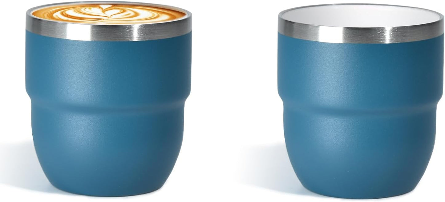 4oz Espresso Cups, Insulated Espresso Cups Set of 2, Expresso Shots Cup, Stainless Steel Shot Glasse