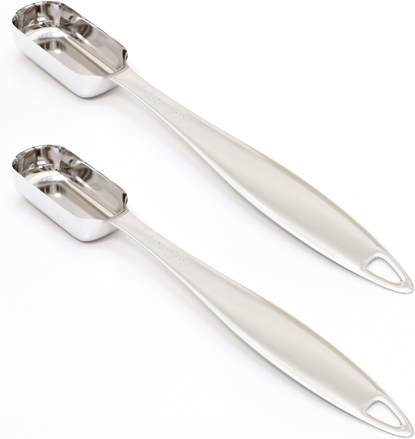 2PCS 1Teaspoon (1/3tbsp, 5ml) Single Measuring Spoon, Individual Stainless Steel Long Handle Measure