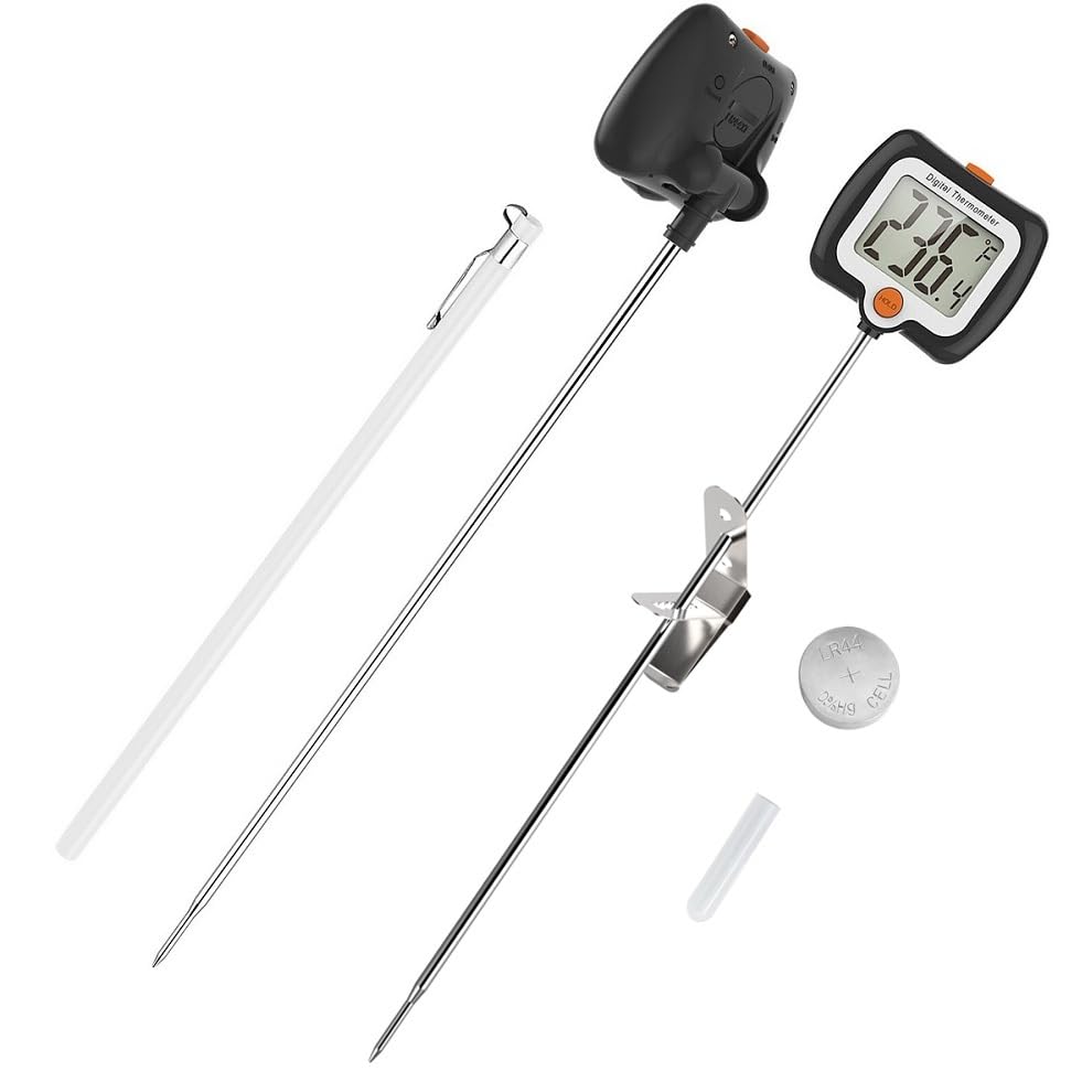 10 Inch Long Digital Candy Thermoometer with Pot Clip,Deep Fry Thermometer,Rotating Display, Best Instant Read Food Meat Thermometer for Candy Making or Deep Frying
