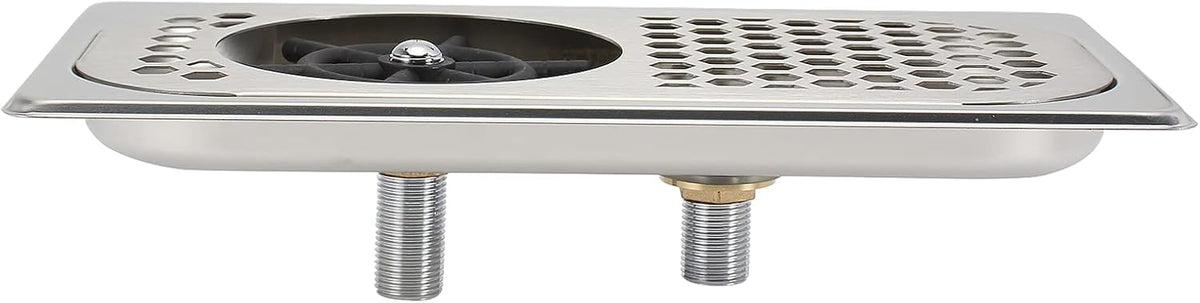 DIBTSA Pitcher Rinser, Espresso Rinser with Spray, Drain and Drip Tray, Stainless Steel Bar Glass Rinser for Sink, Cup Washer for Home Kitchen Hotel Cafe Restaurant (12.8x6.9x1.06 Inch)