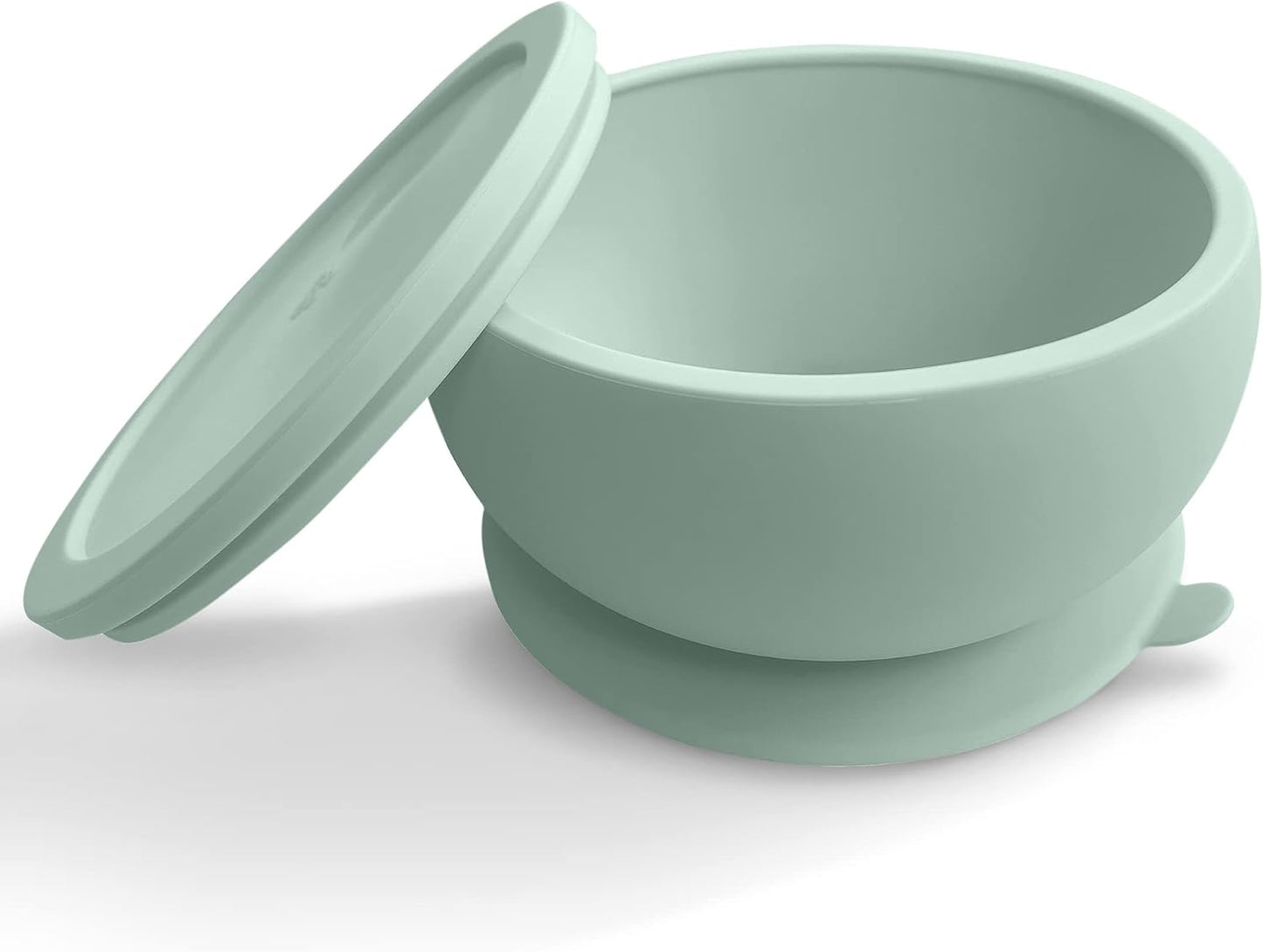 Abiie Octopod Silicone Suction Baby Bowl & Lid - Food Storage - Sage Green | High Chair Accessories, Spill-Proof, Toddler Feeding Essentials, Baby-Led Weaning, Baby Food Container, 5.7x3x 5.7in