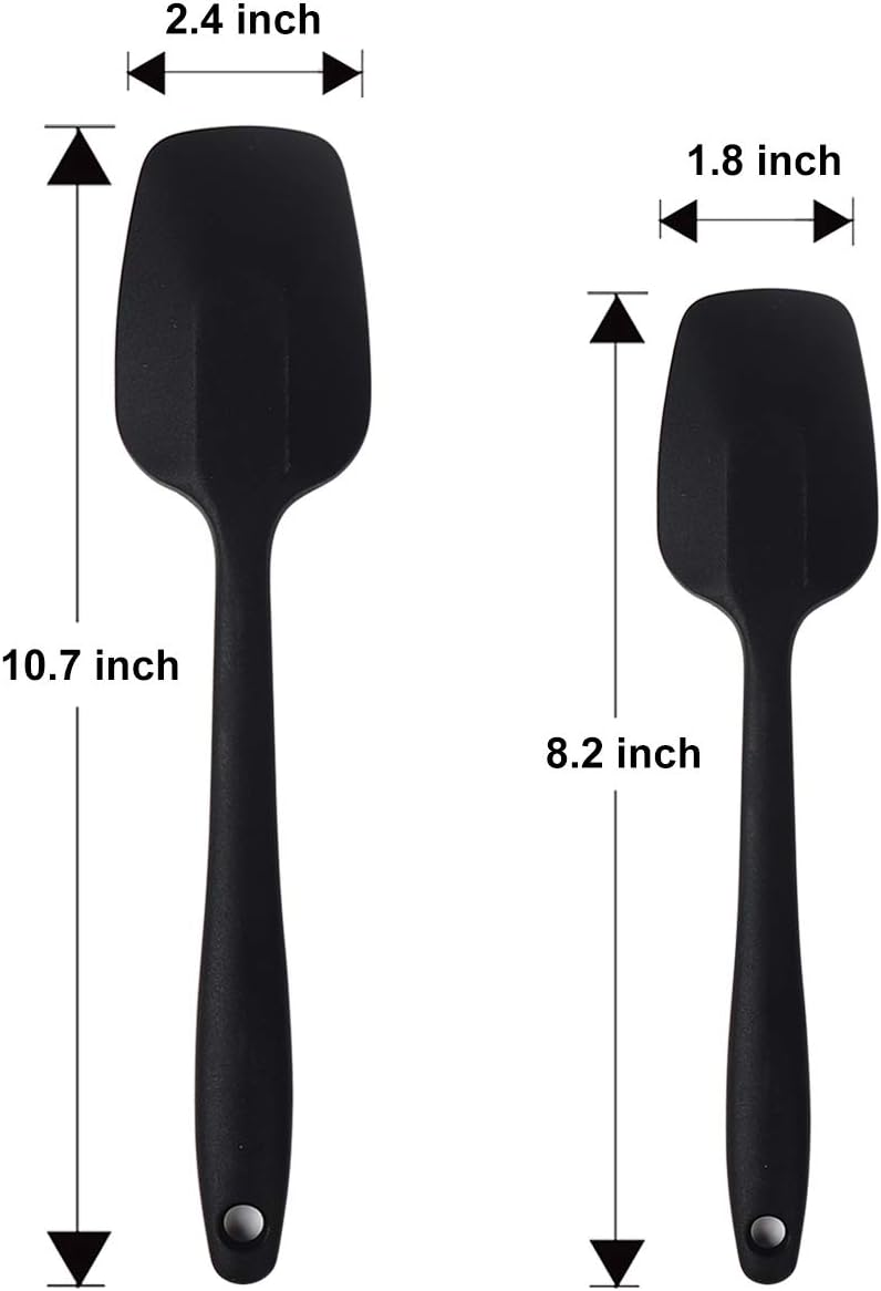 MOACC Silicone Spatulas, 8.2 inch Small Rubber Spoon Spatula Heat Resistant Seamless One Piece Design Non-Stick Spoonula Flexible Scrapers Baking Mixing Tool (6 Pcs)