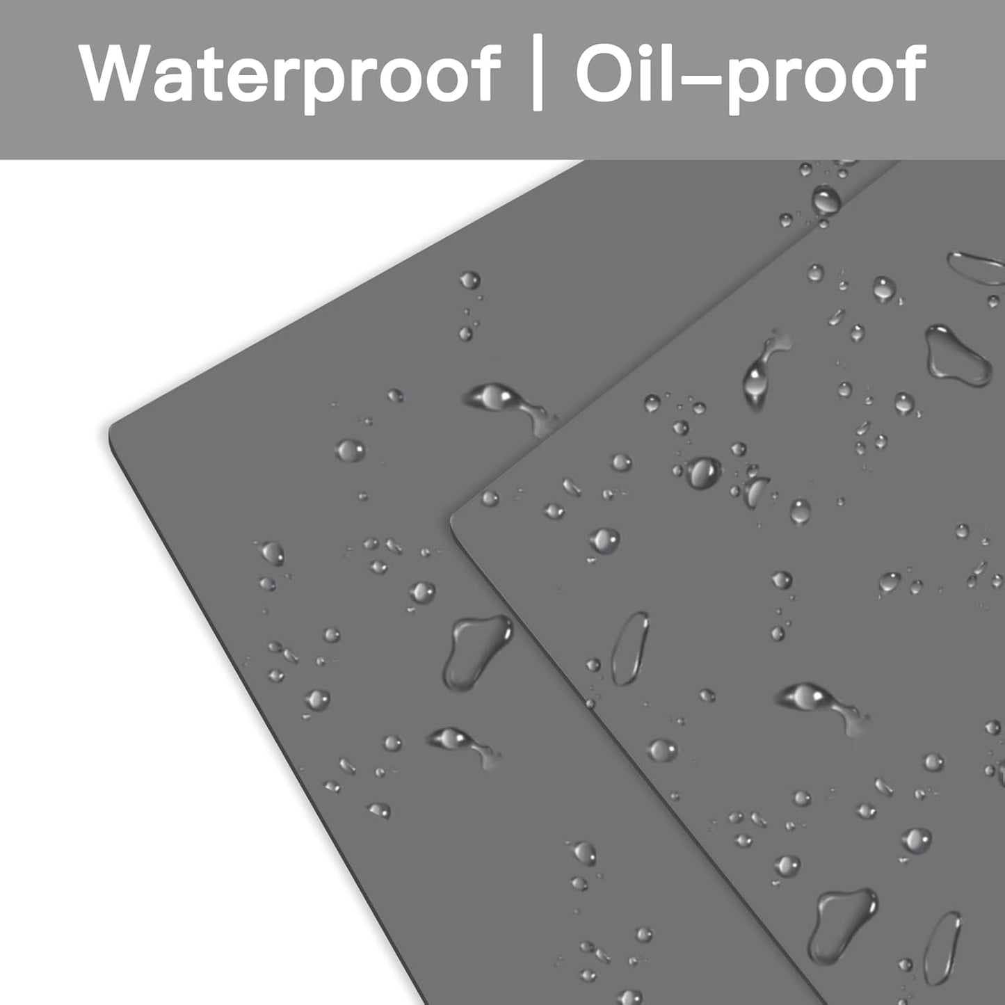 2MM Extra Thick Silicone Mats for Kitchen Counter, 23.6" x15.7" Non-Slip Waterproof Large Countertop Protector Mat, Heat Resistant Mat, 2 Pack Silicone Craft Mat, Silicone Placemat, Light Gray