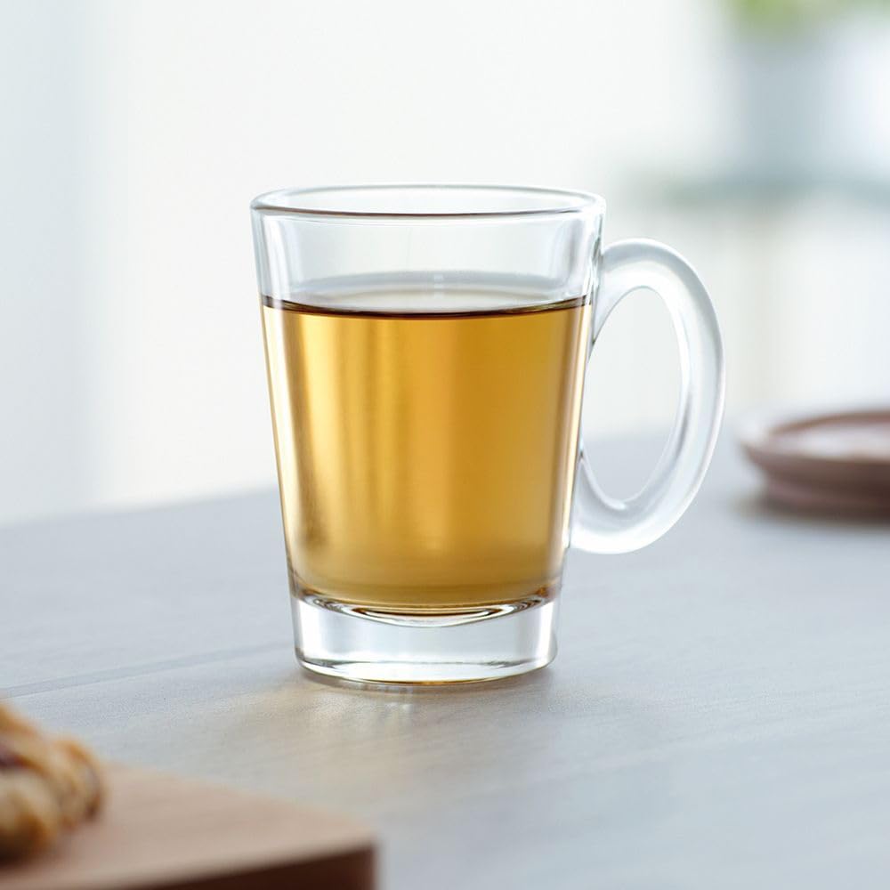 LEMONSODA Clear Large Glass Coffee Mugs with Handles, 10.5 oz, Set of 6