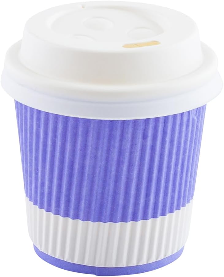 Restaurantware Ripple Wall Coffee Cups 500 Count 4 Ounce Insulated Light Purple Paper Cups, Rolled Rim Spill-Resistant Disposable Paper Non-Slip for Coffee, Beverages