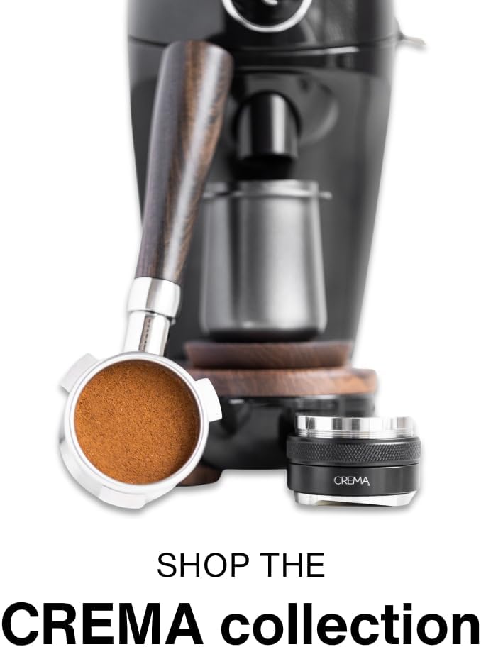 Crema Coffee Products 58mm Dosing Cup | Compatible with Breville Portafilters etc | Durable 100% Stainless Steel | Built-In Grinder Tab for Easy Transfer | Sleek, Mess-Free Design | Black Finish
