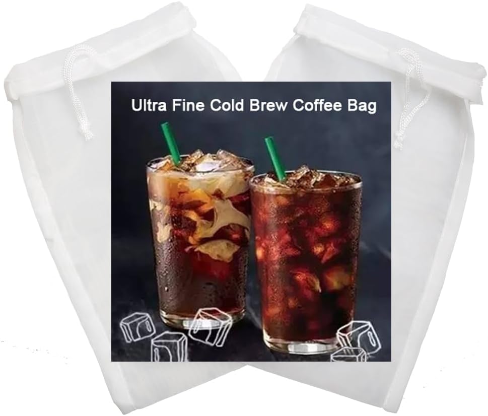 1 Pack Cold Brew Coffee Bag,120 Micro Food Grade Nylon Ultra Fine Mesh, 8.6x5 inch Reusable Cold Bre