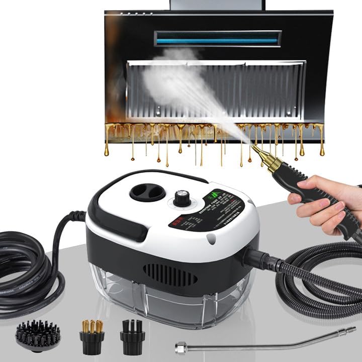 Steam Cleaner for Home, 1000ml Portable Steamer for Cleaning with 3 Brush Heads, 6-Level Adjustable and 15s Heat-Up, Handheld Steam Cleaner for Home, Car, Tile, Dirt, Grout, Floors, Couches, Grout