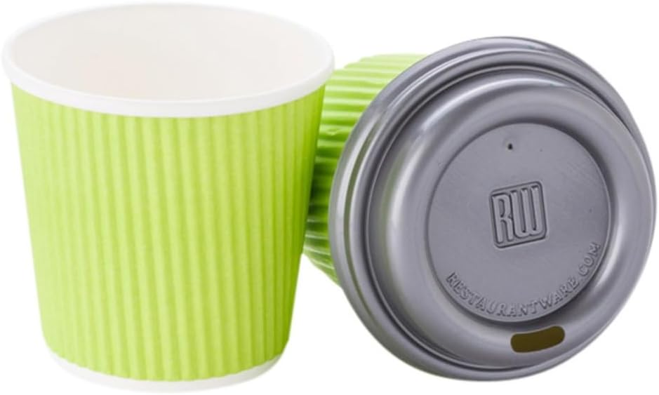 Restaurantware Ripple Wall Coffee Cups 500 Count 4 Ounce Insulated Eco Green Paper Cups, Rolled Rim Spill-Resistant Disposable Paper Non-Slip for Coffee, Beverages