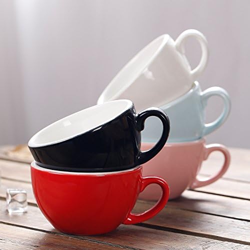 Barista Speciality Coffee Cup and Saucer, Small Cappuccino or Double Espresso Ceramic Cups (Glossy Pink, 5 oz)