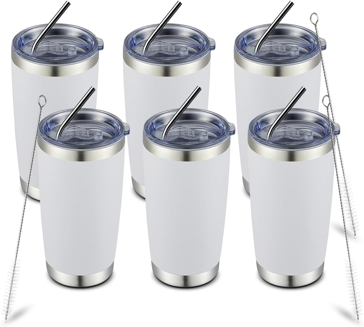 COMOOO 20oz White Tumbler Double Wall Vacuum Insulated Coffee Travel Mug Stainless Steel Tumbler Bul