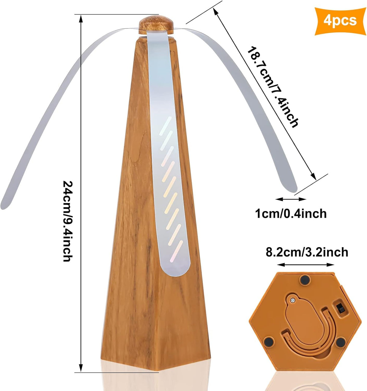 Yoiemivy Portable Fly Fans for Tables to Keep Your Food/Meal Clean for Outdoor, Indoor, Picnic, Dinner and Classroom, Wood Grain, 4 Pack