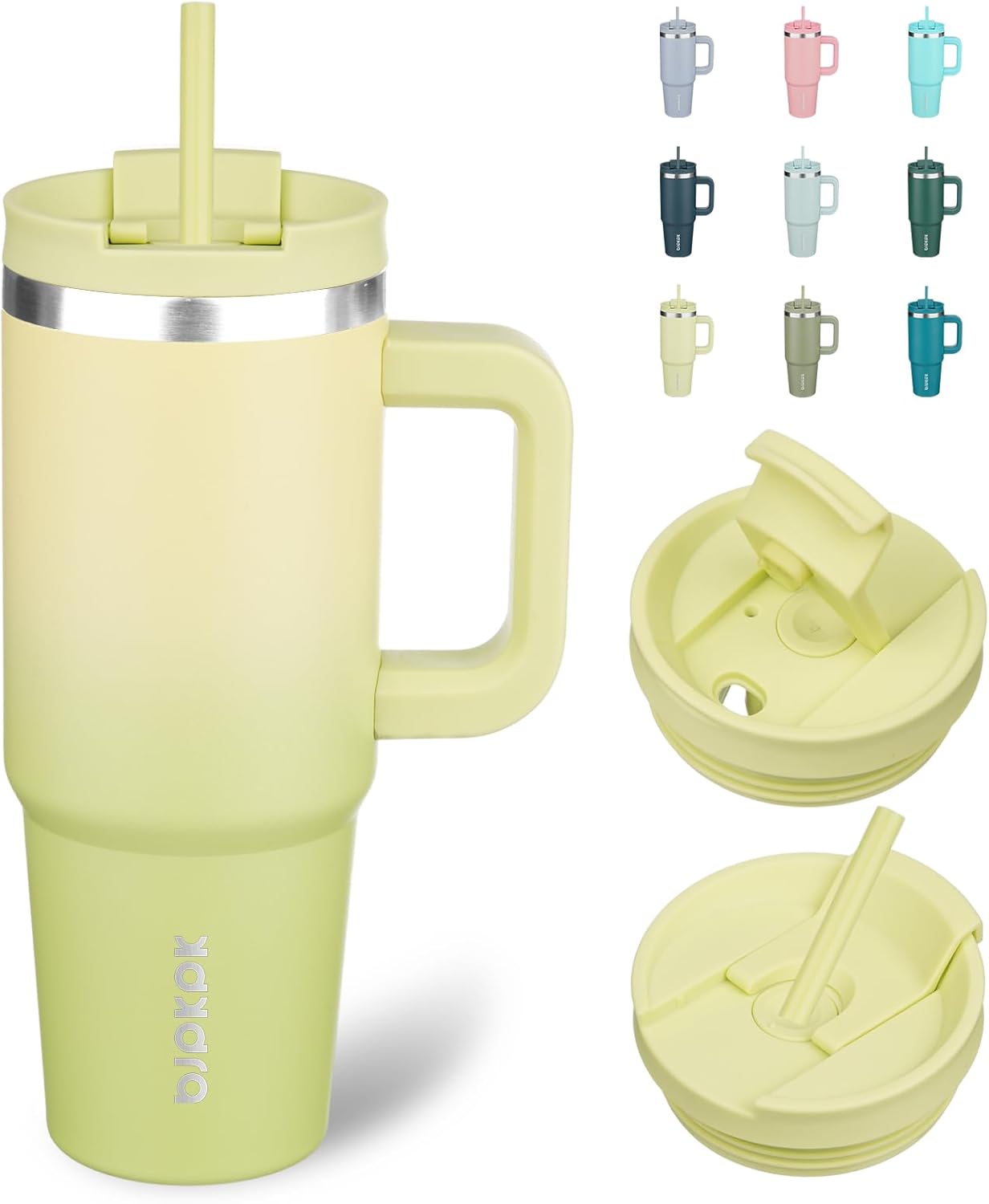 BJPKPK 30 oz Tumbler With Handle Insulated Tumblers With Lid And Straw Stainless Steel Thermal Cup,L