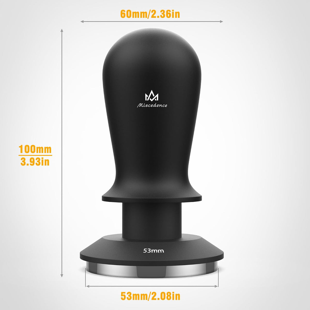Espresso Tamper 53mm Calibrated Spring Loaded Coffee Tamper with Constant Pressure, Triple Spring Impact Sound Feedback for Barista Home Use (Black, 53mm)