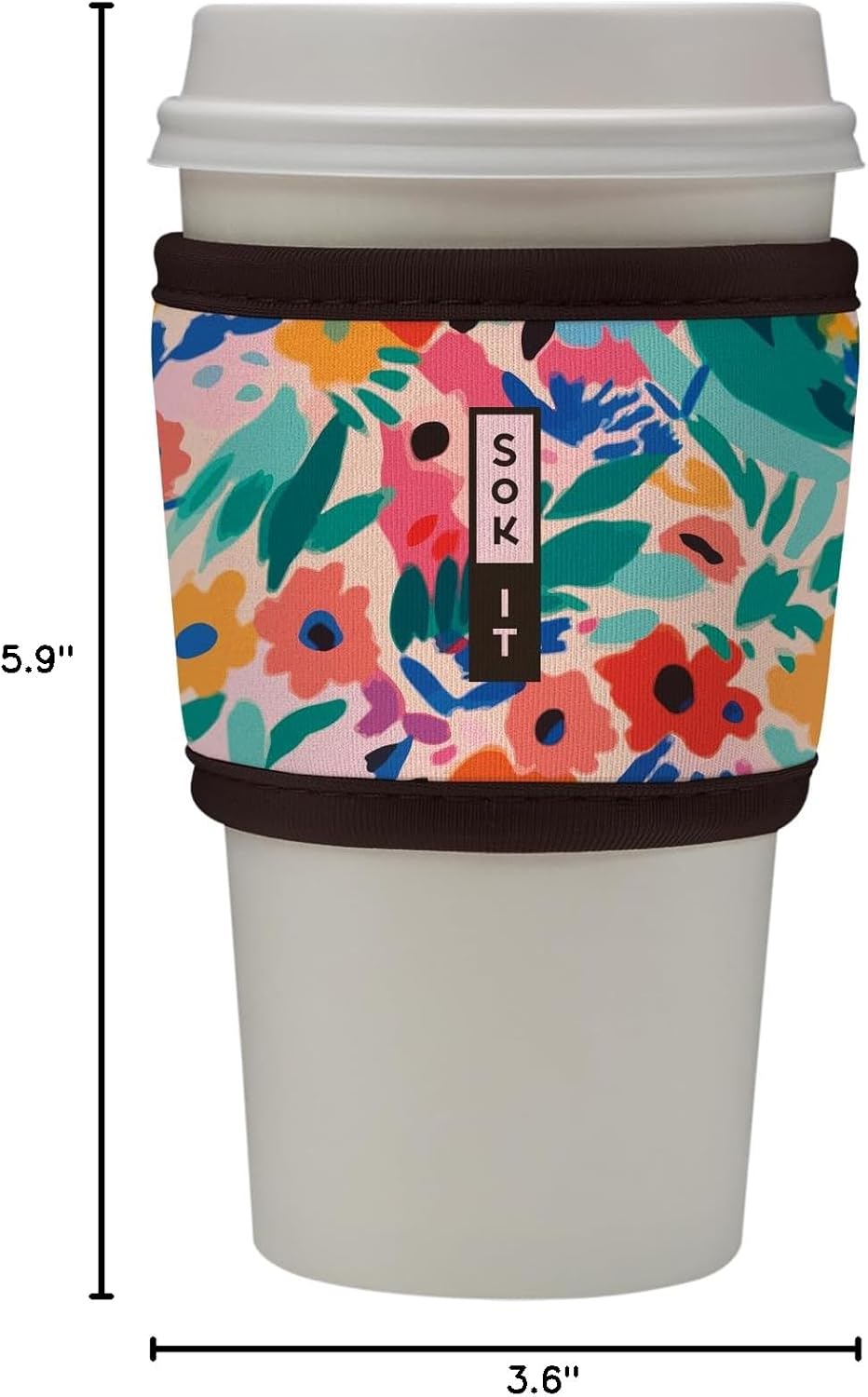 Sok It HotSok Coffee & Tea Reusable Insulated Neoprene Cup Sleeve (Abstract Floral, One Size Coffee Sleeve)