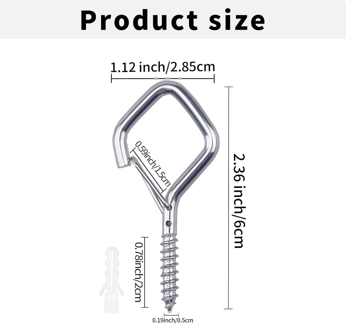 10 PCS Eye Screw Hooks for Hanging Heavy Duty with Safety Buckle.Metal Ceiling Hooks for Hanging Plants,Cup,Wind Chime,Bird Feeders,christmas String Lights at Indoor&Outdoor,2.36 Inch(No Drill Bit)