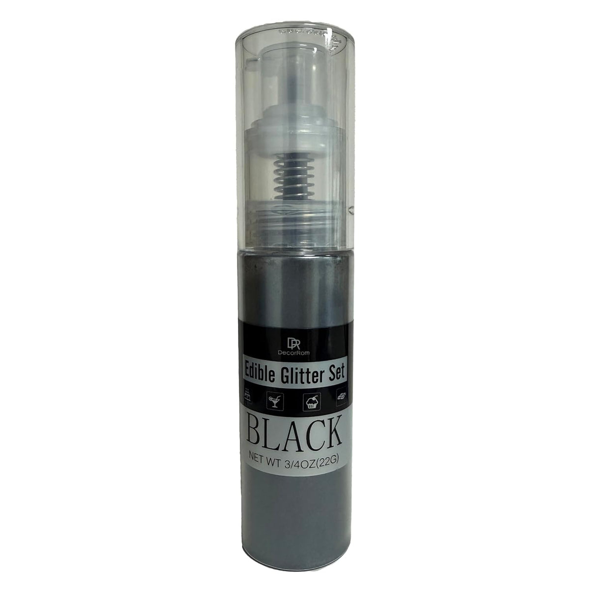 Black Edible Glitter Spray - 3/4oz(22g) Luster Dust Edible Food Grade Glitter Shimmer Dust Powder for Cocktails, Drinks, Cake Decorating - Metallic Food Coloring Powder for Wine, Candy, Cookie, Icing