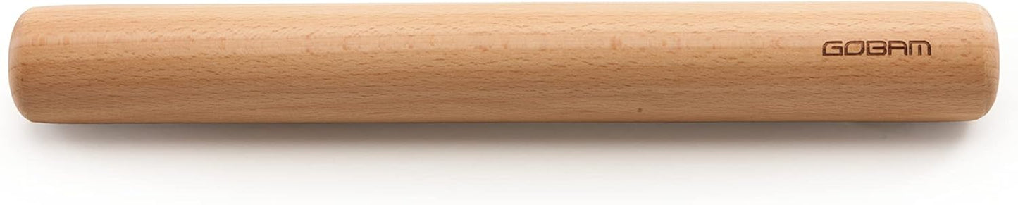 GOBAM Wood Rolling Pin, Small - Dough Roller for Pasta, Cookies, Pie, Pizza, Chapati, Fondant, Rolli