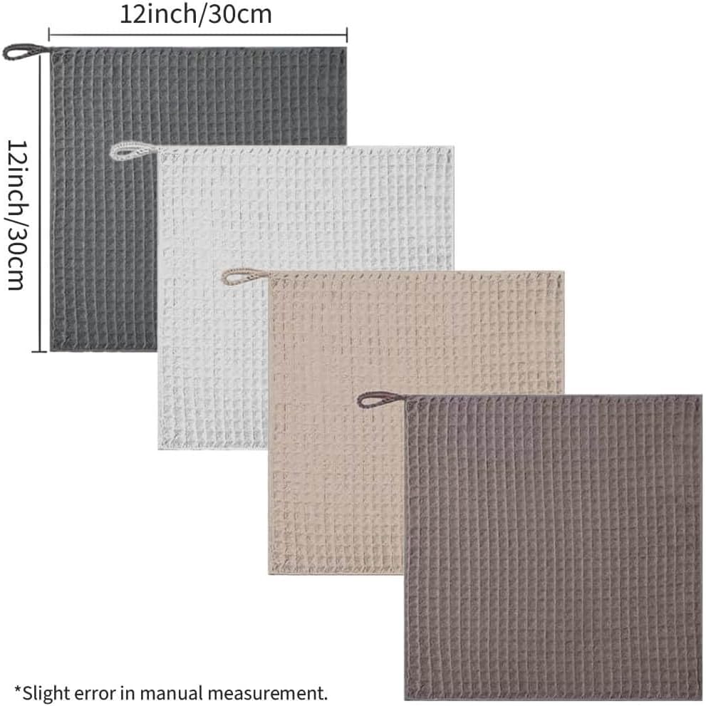 Barista Towel 4 Pack, Waffle Microfiber Barista Cloths, Essential Cleaning Towels for Espresso Machines, Steam Wands, and Countertops, Coffee Bar Accessories, 12”x12”