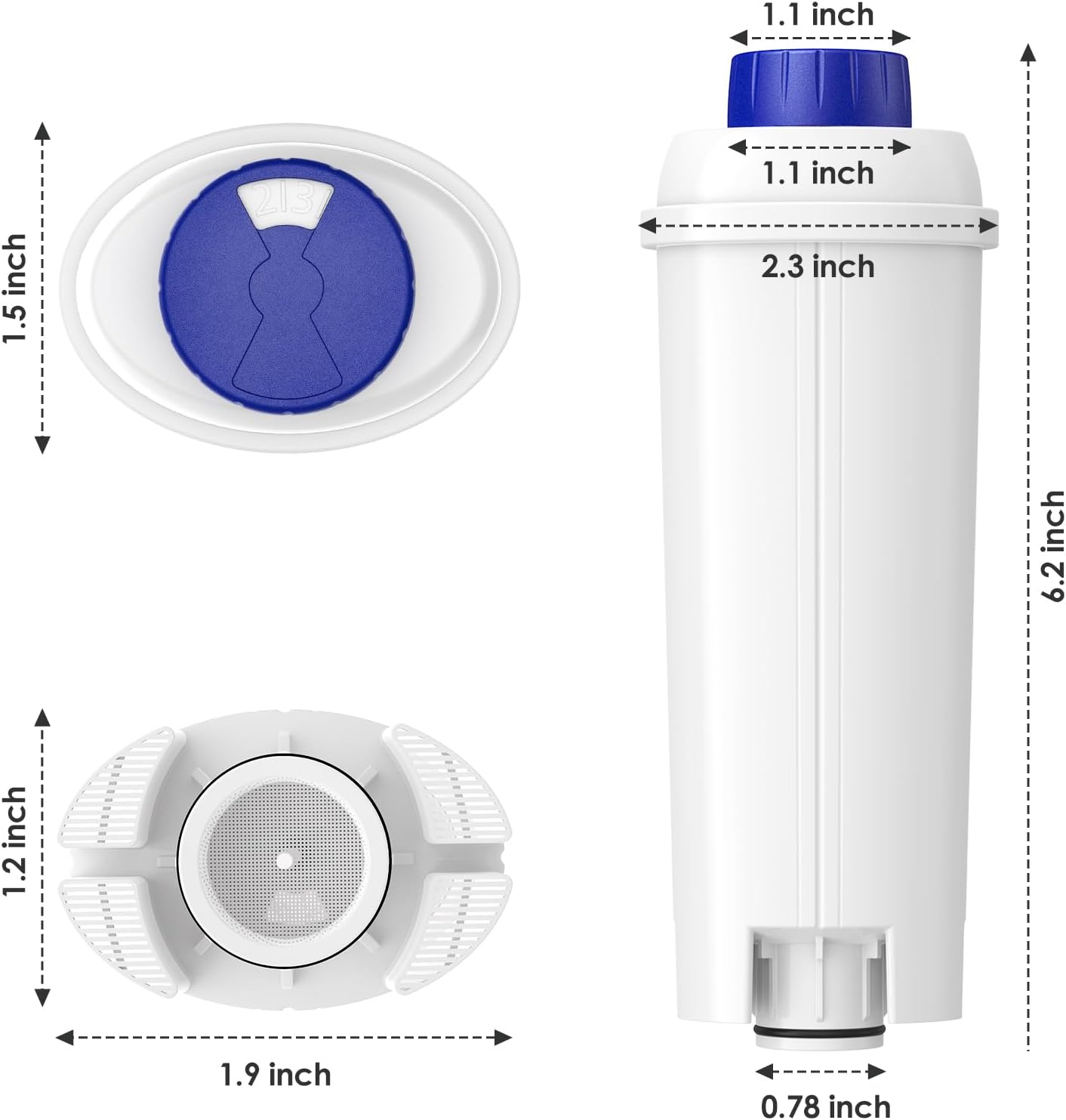 DLSC002 Water Filter Replacement For Delonghi Coffee Machine Filter | Activated Carbon Softener For De'longhi Magnifica evo, Dinamica, Eletta, ECAM, ESAM, ETAM, Bco410/420, Ec680/800, 2 Pack