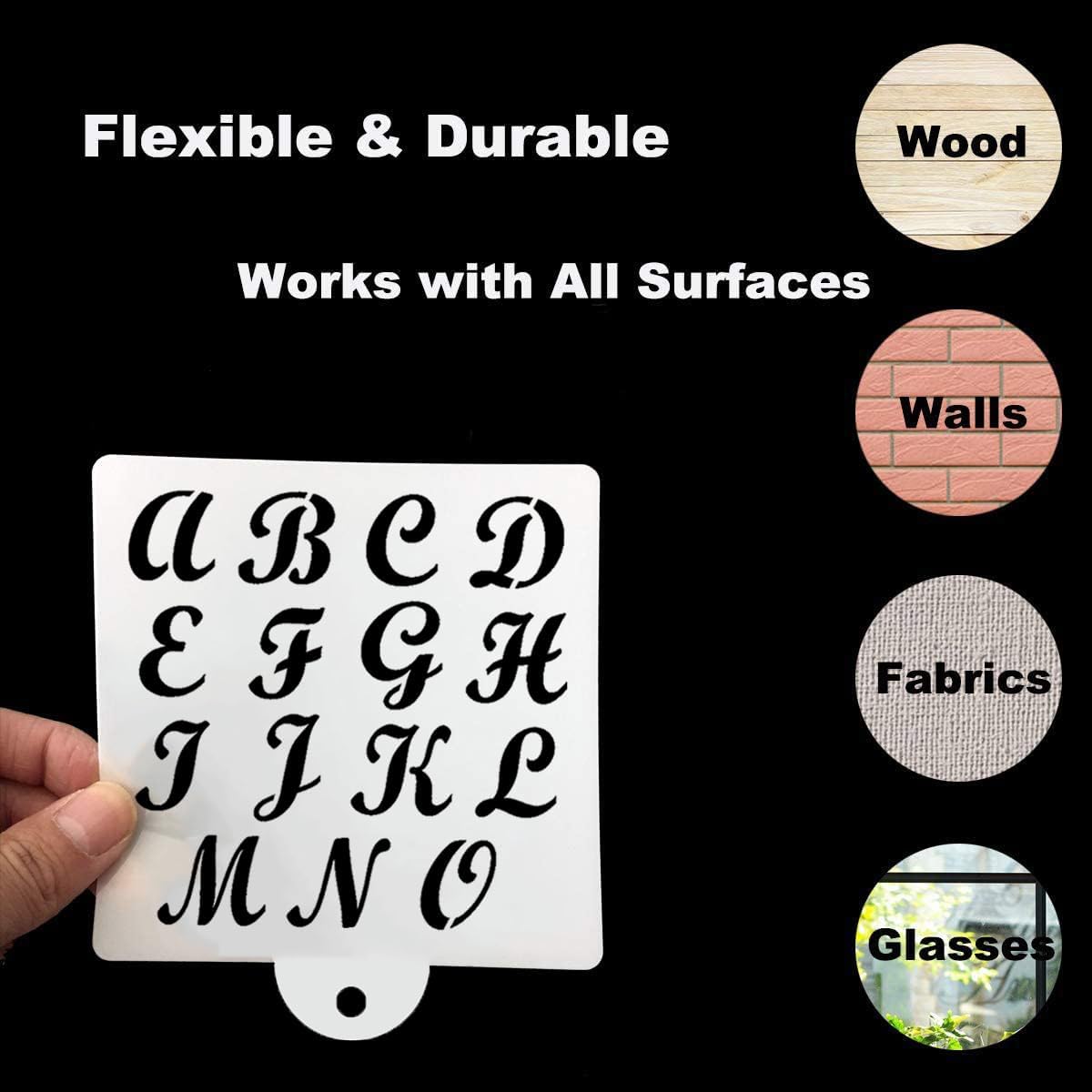 Alphabet Letter Stencils for Cookies Baking - 16 Pack Letter and Number Stencil Templates for Cakes Cookies Baking, Reusable Letter Stencils for Wood Crafts Painting & Cake Cookie Airbrush Decorating