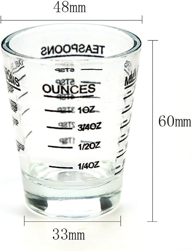 Shot Glasses Measuring cup Liquid Heavy Wine Glass Espresso Shot Glass 26-Incremental Measurement 1oz, 6 Tsp, 2 Tbs, 30ml (2 pack-black 30ml)