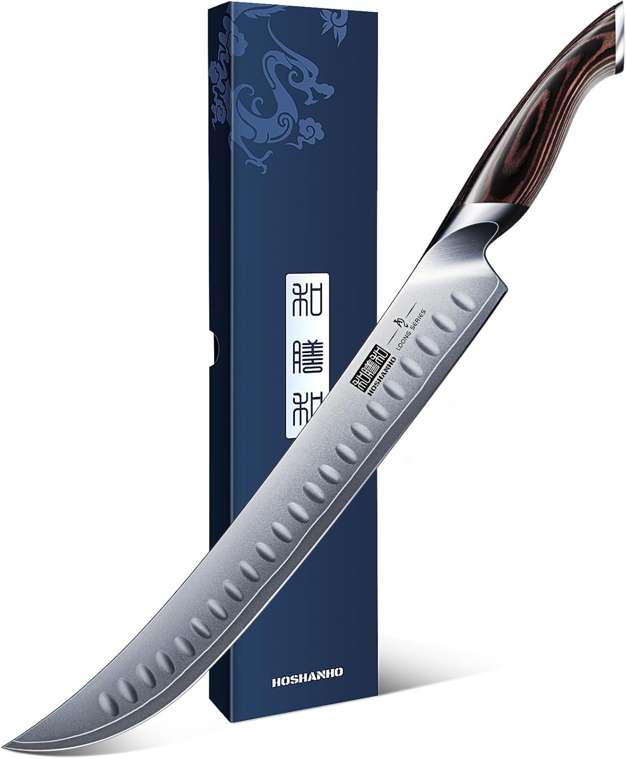 Carving Slicing Knife, 12 Inch Japanese High Carbon Steel Brisket Knife with Ergonomic Pakkawood Han