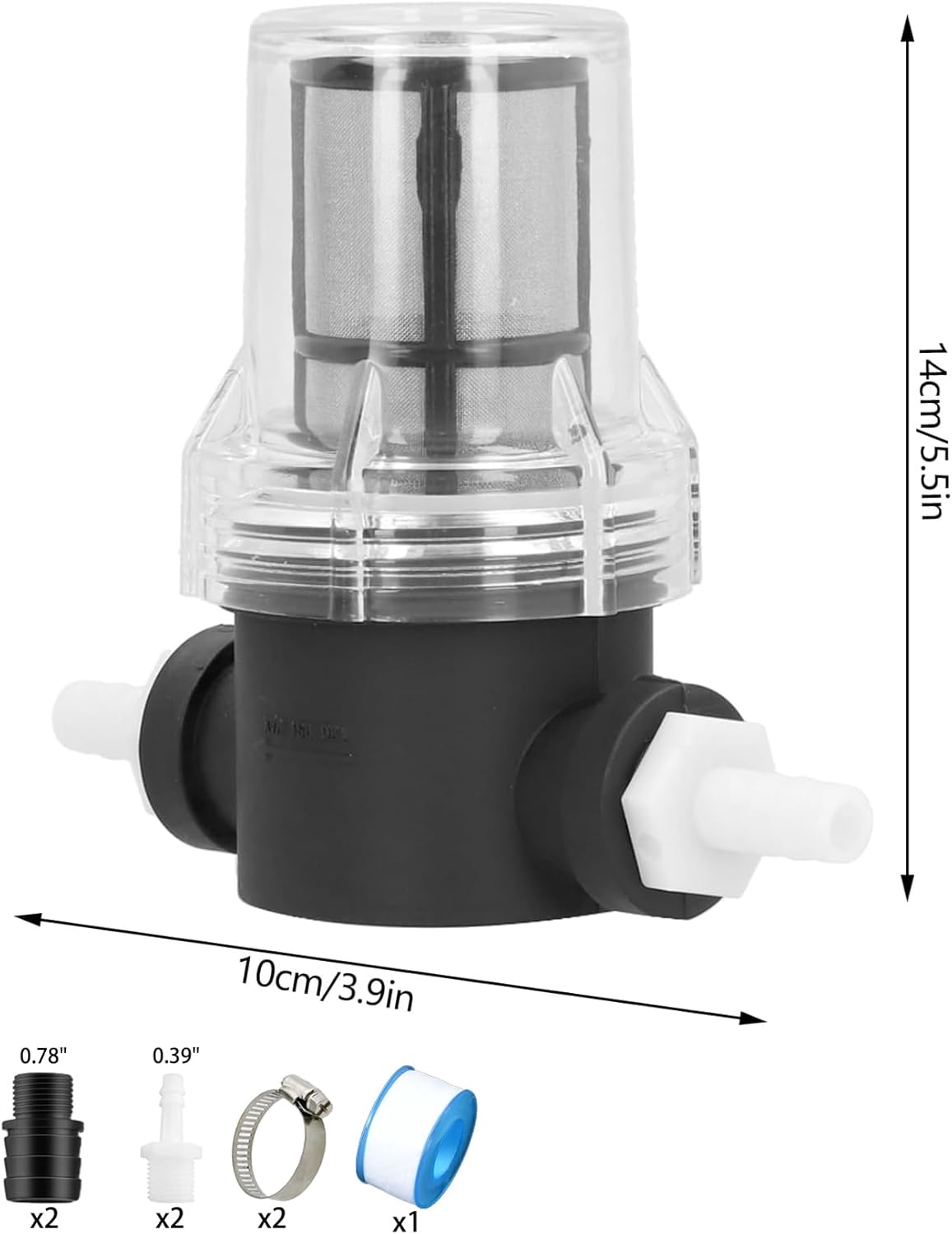 Inline Beer Filter, 80 Mesh 150 Micron Water Filter Plastic T Strainer Filtration Device, 3/8'' Gravity Feeding of Siphon Tube Brewing for Home Brewing Supplies (80 Mesh 180Micron)