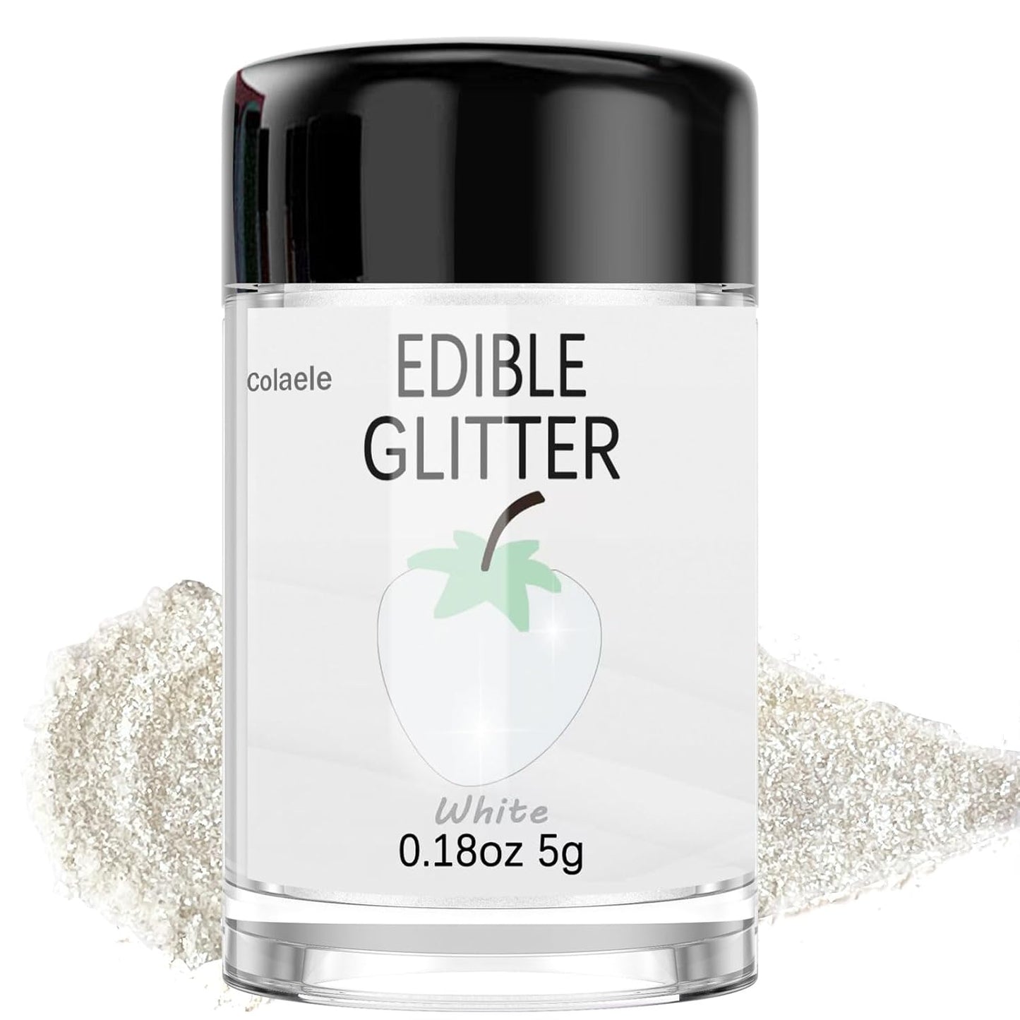 White Edible Glitter Glimmer Powder for Cakes Drinks - Colaele 5 grams Food-Grade Luster Dust Metall