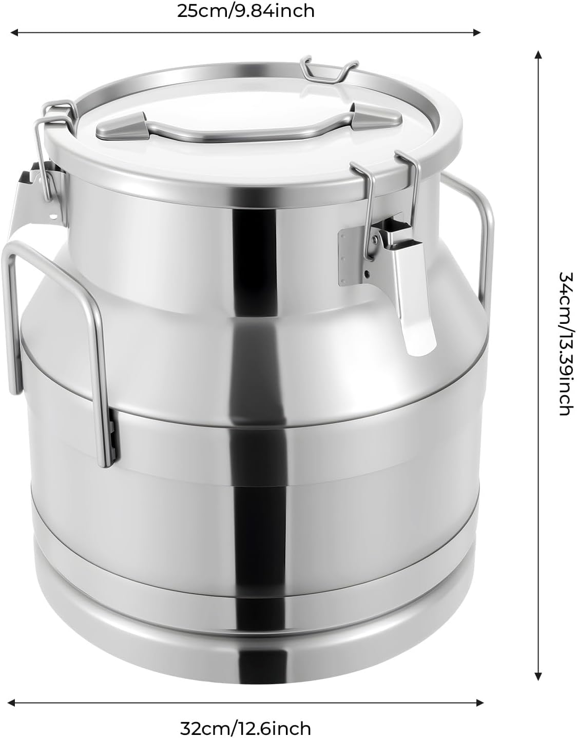 1 mm Thickened Stainless Steel Milk Can Large Liquid Container Storage,Stainless Steel Milk Bucket With Sealing Lid and Carry Handle,for Wine, Oil Storage Transport (20L/5.25 Gal)