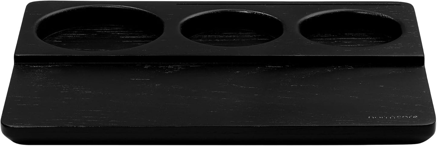 Normcore Tamping Station - Black Oak Wood Espresso Tamping Mat - Wooden Tamping Mat for 51/54/58mm Portafilter, Tamper, Distributor, Puck Screen and Portafilter - Natural Black Stained Oak Wood