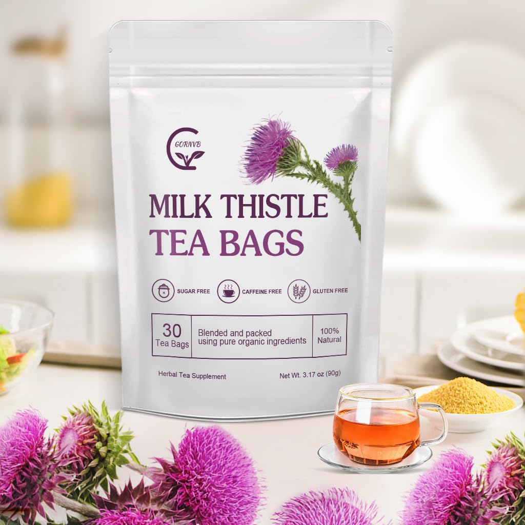 GORNVB Organic Milk Thistle Tea Bags, Liver Support Herbal Tea