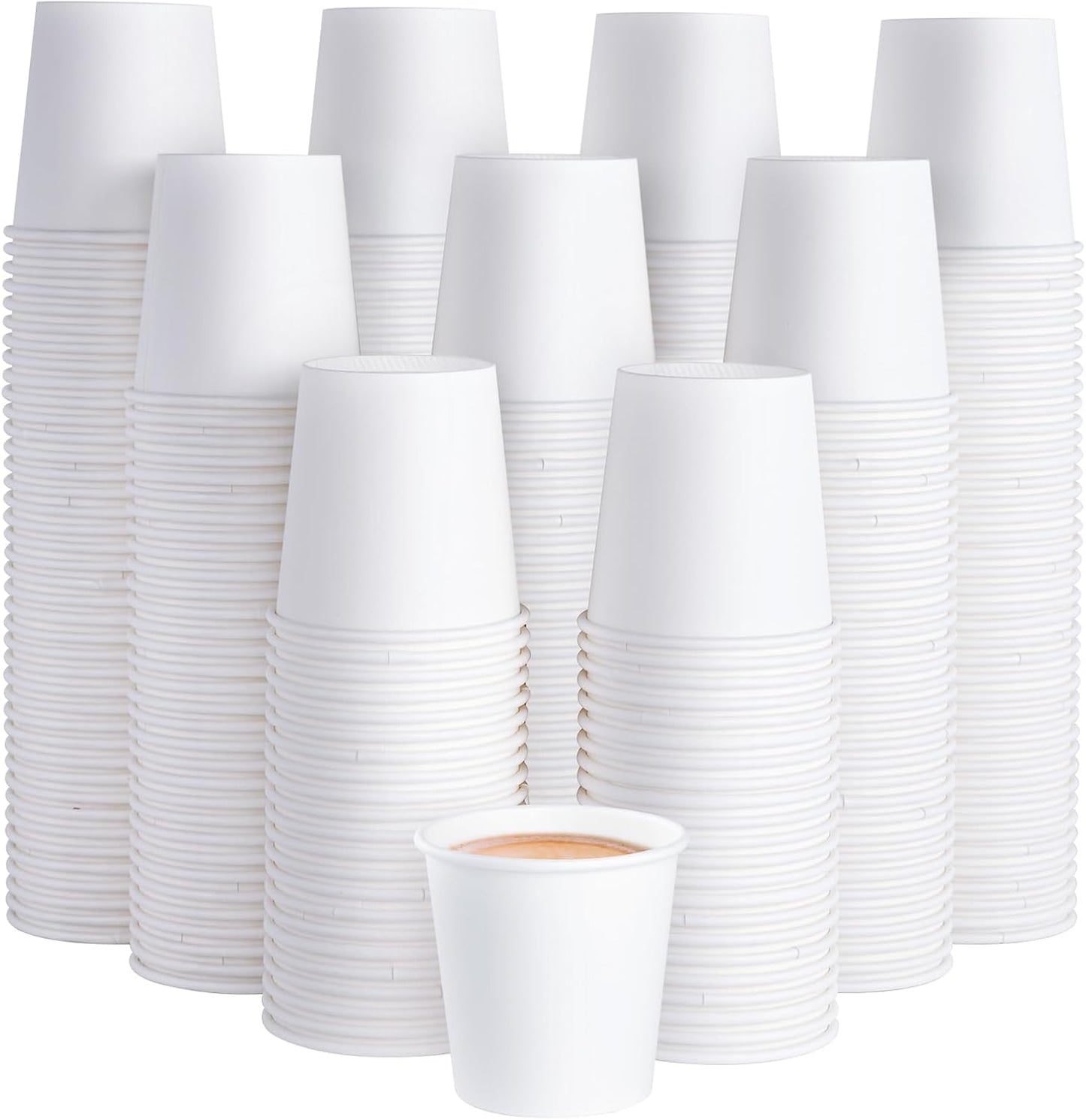 JOLLY PARTY 300 Pack 4 oz Disposable Paper Coffee Cup, Hot/Cold Beverage Drinking Cups for Water, Wh
