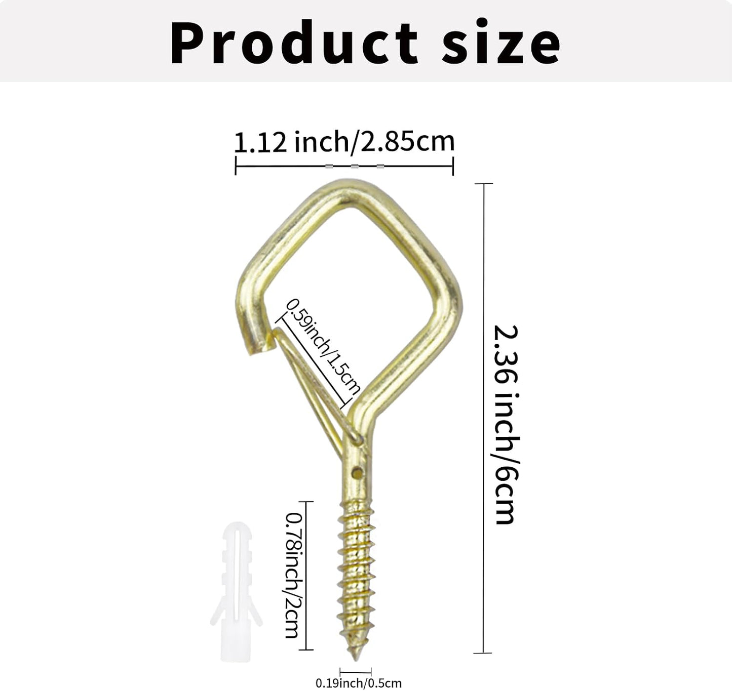 20PCS Eye Screw Hooks for Hanging Heavy Duty with Safety Buckle.Metal Ceiling Hooks for Hanging Plants,Cup,Wind Chime,Bird Feeders,String Lights at Indoor&Outdoor,2.36 Inch (No Drill Bit)